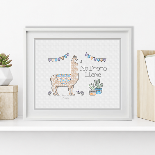 No Drama Llama Blackwork Pattern by Peppermint Purple