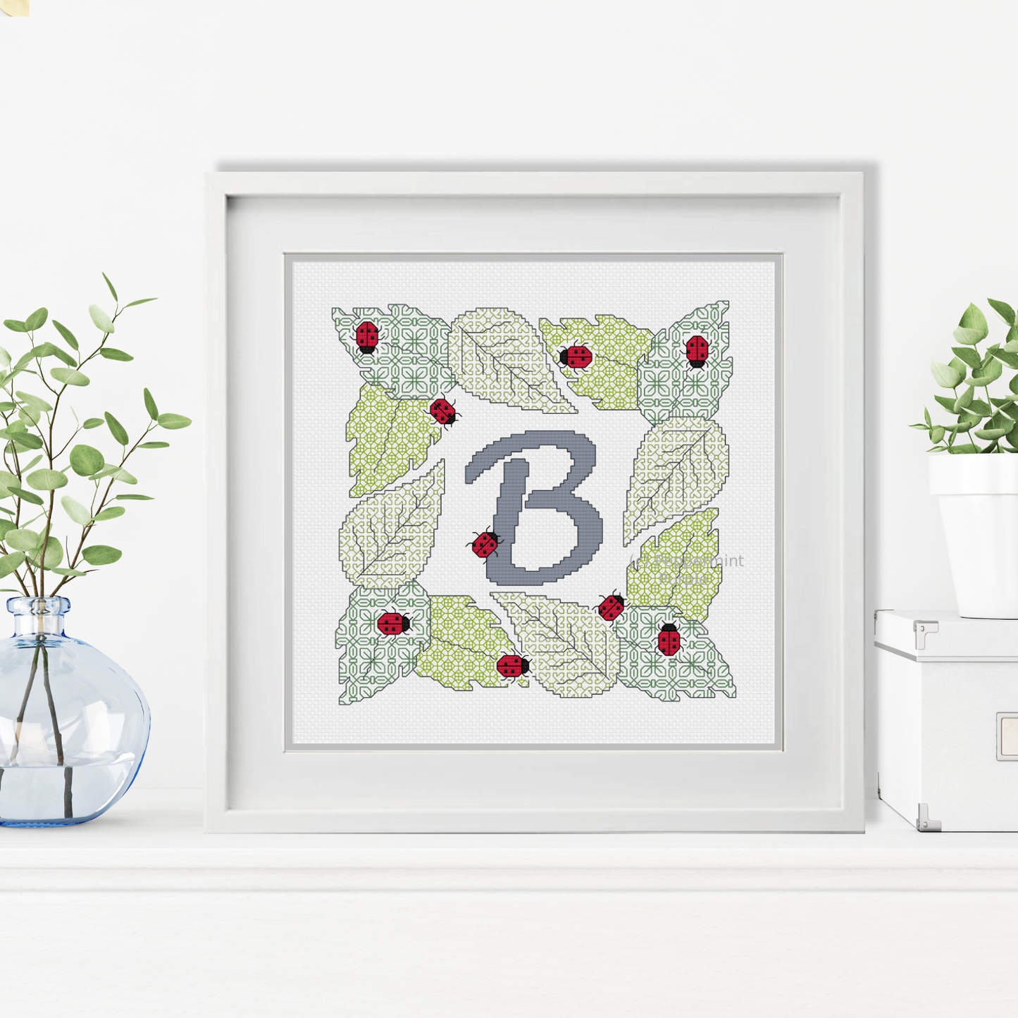Ladybug Letters Blackwork Pattern by Peppermint Purple