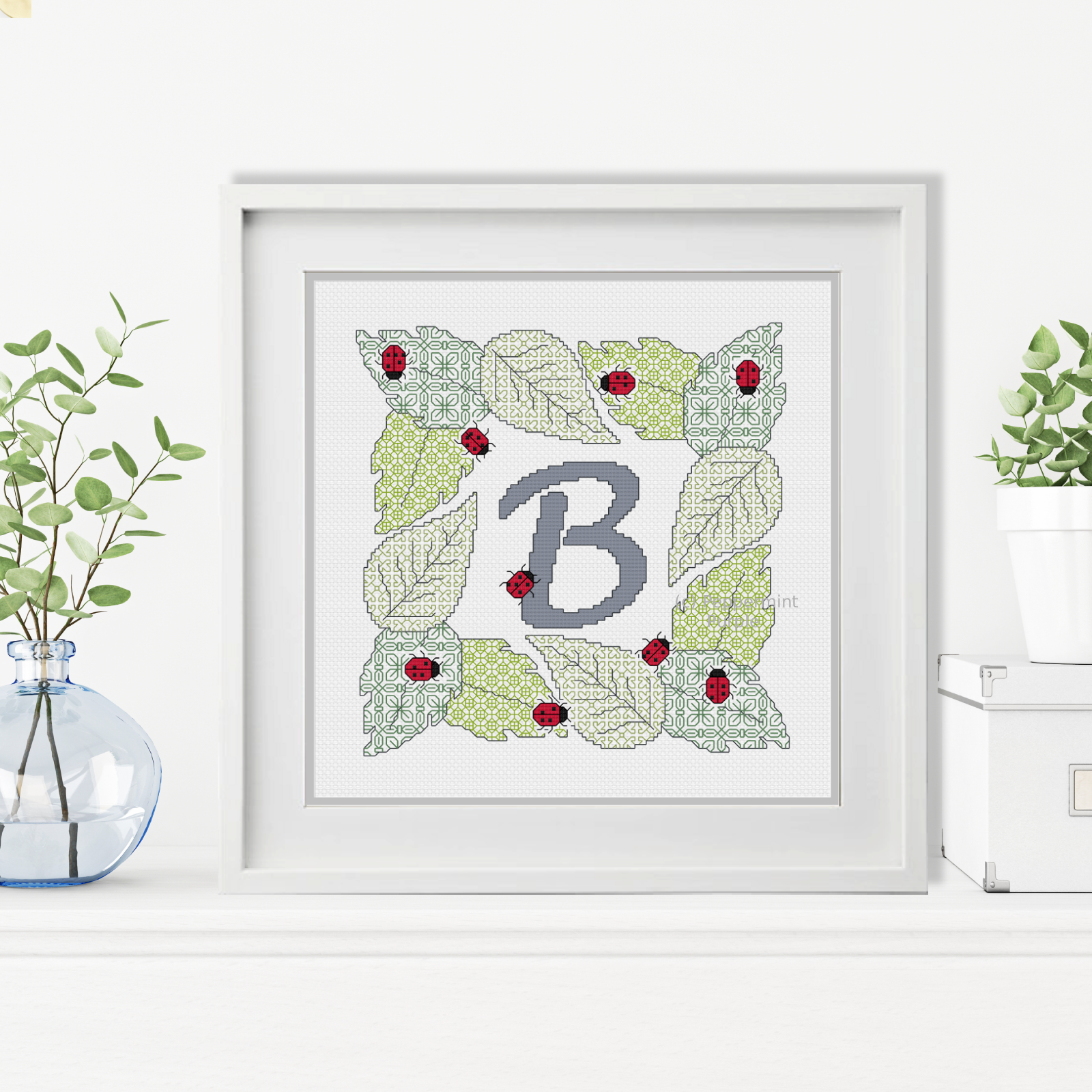 Ladybug Letters Blackwork Pattern by Peppermint Purple