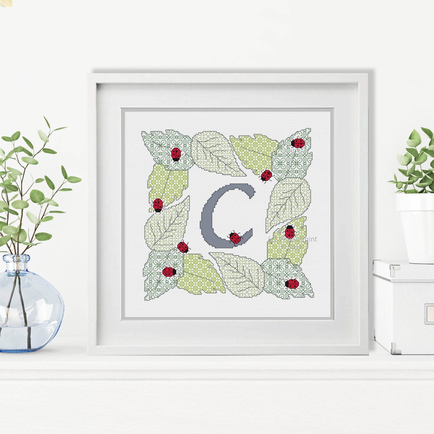 Ladybug Letters Blackwork Pattern by Peppermint Purple