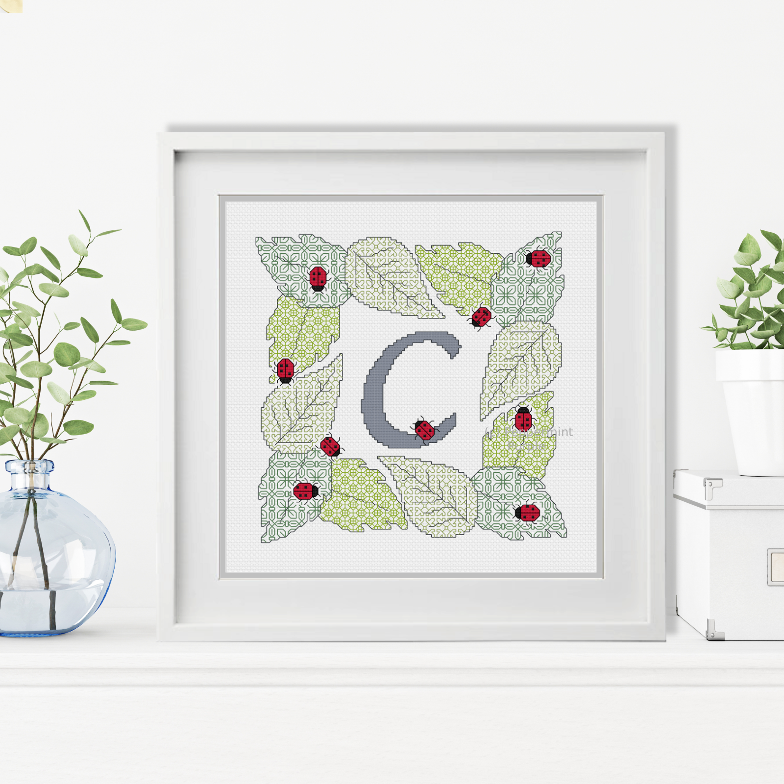Ladybug Letters Blackwork Pattern by Peppermint Purple