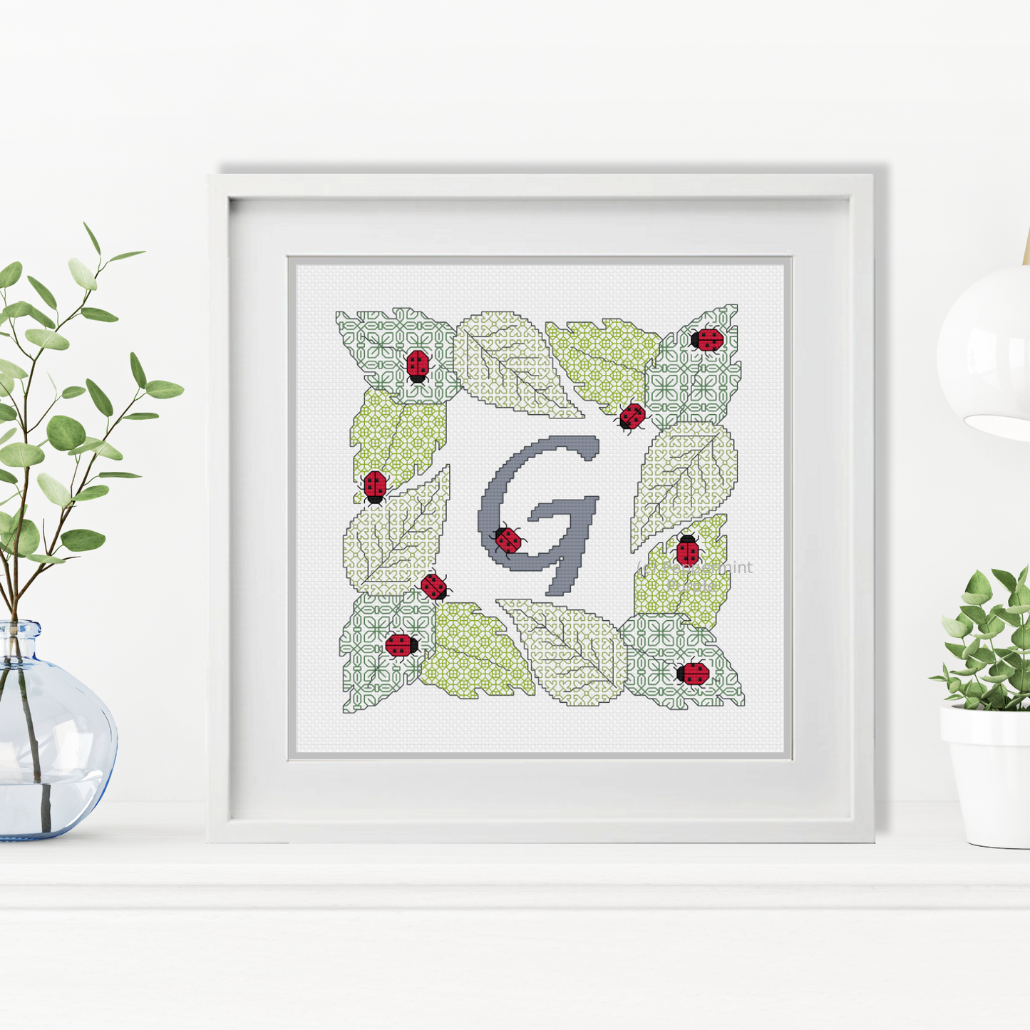 Ladybug Letters Blackwork Pattern by Peppermint Purple