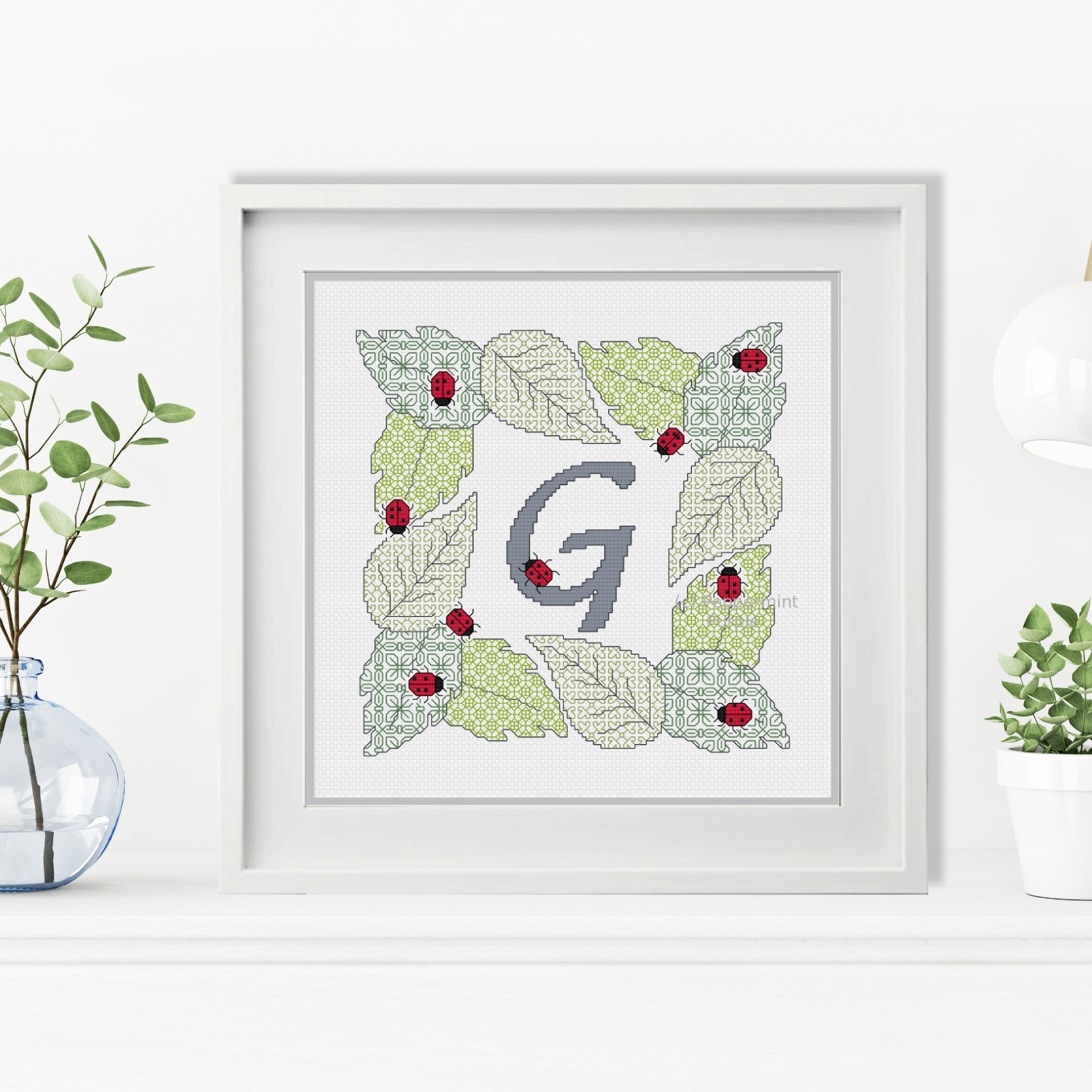 Ladybug Letters Blackwork Pattern by Peppermint Purple