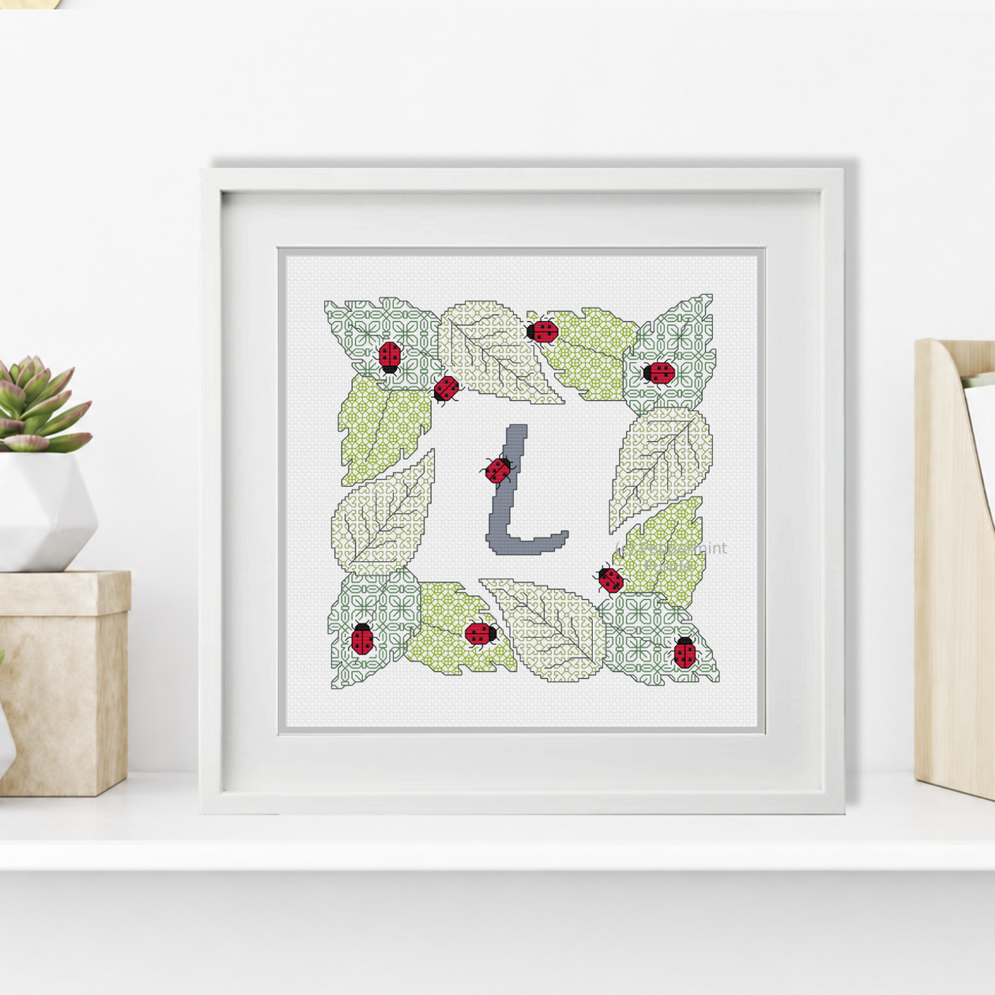 Ladybug Letters Blackwork Pattern by Peppermint Purple