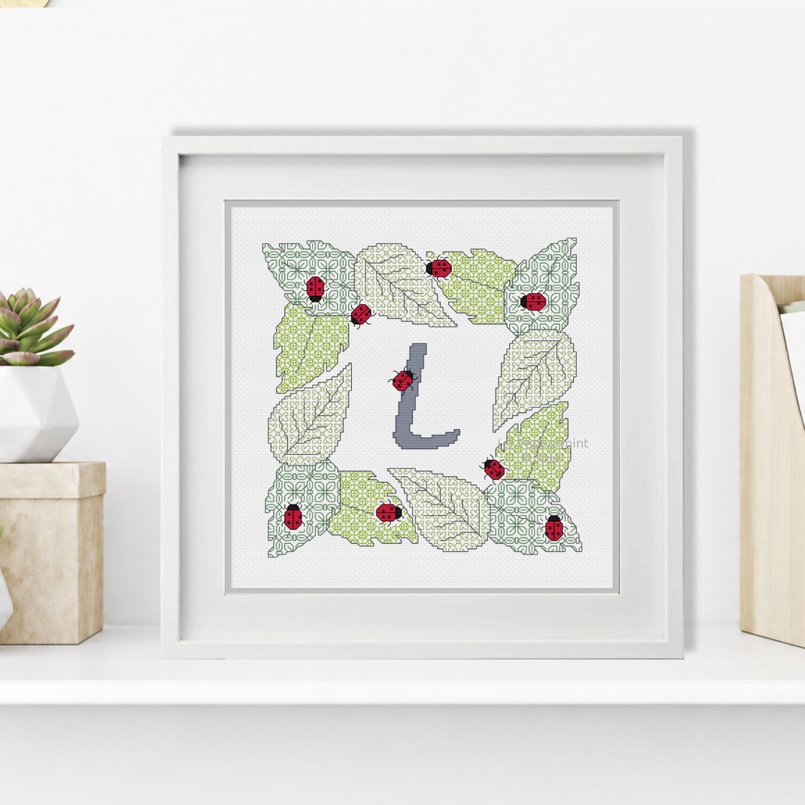 Ladybug Letters Blackwork Pattern by Peppermint Purple