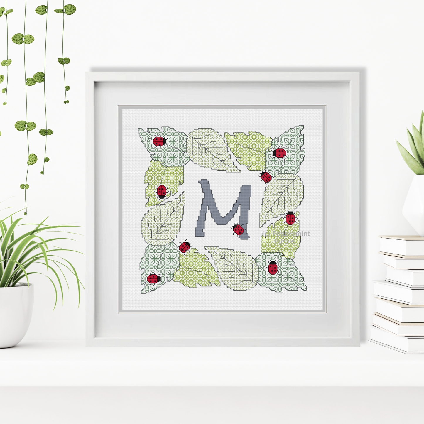 Ladybug Letters Blackwork Pattern by Peppermint Purple
