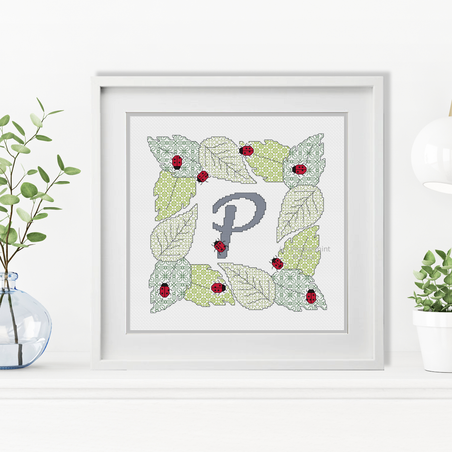 Ladybug Letters Blackwork Pattern by Peppermint Purple