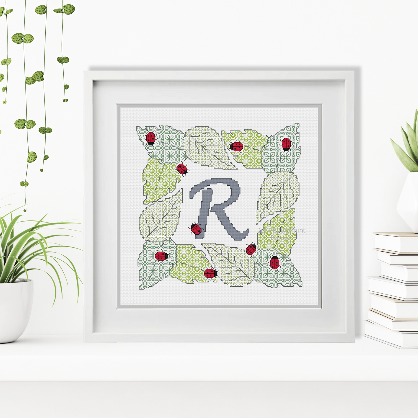 Ladybug Letters Blackwork Pattern by Peppermint Purple