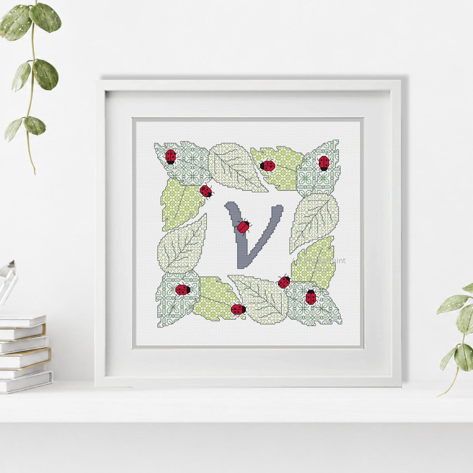 Ladybug Letters Blackwork Pattern by Peppermint Purple