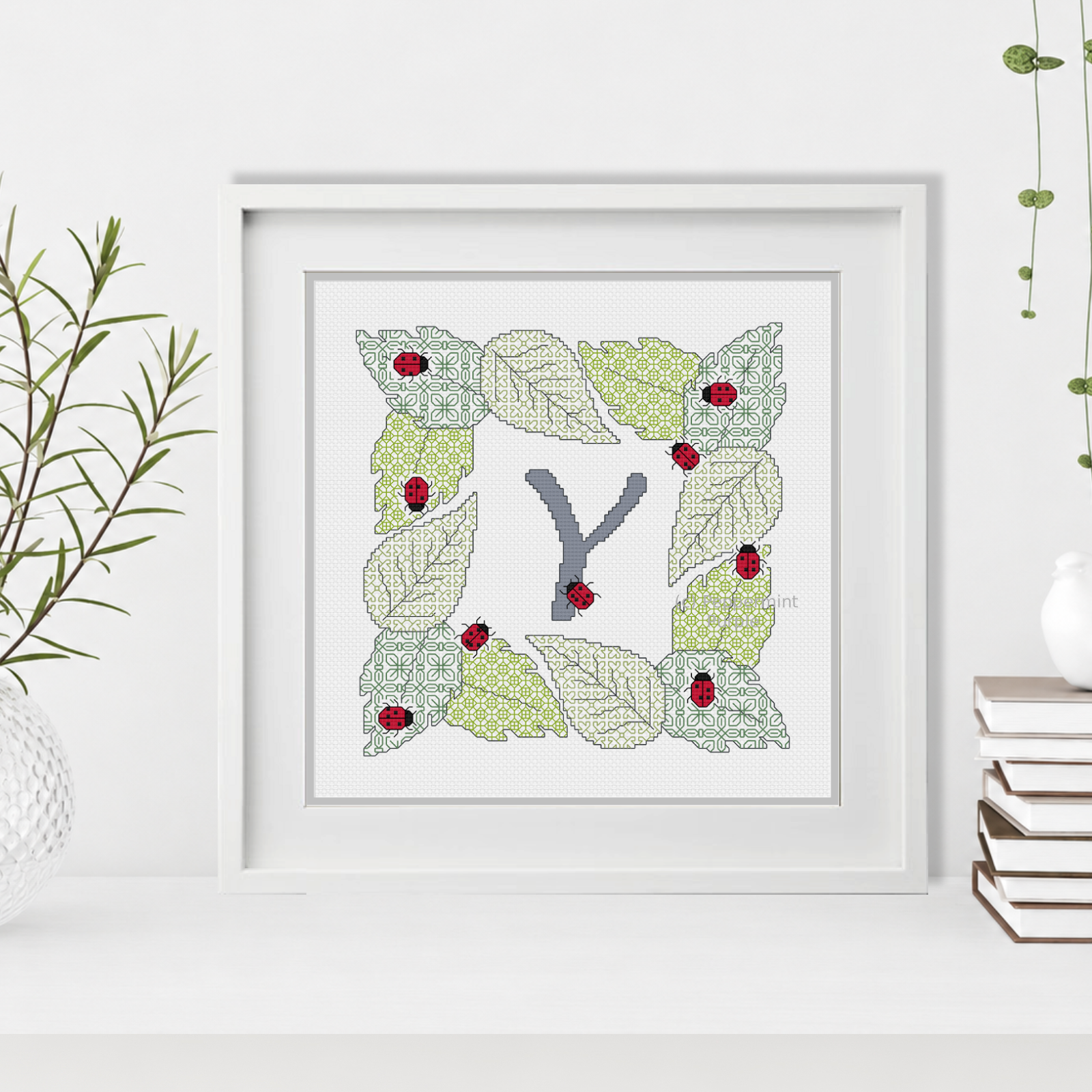 Ladybug Letters Blackwork Pattern by Peppermint Purple