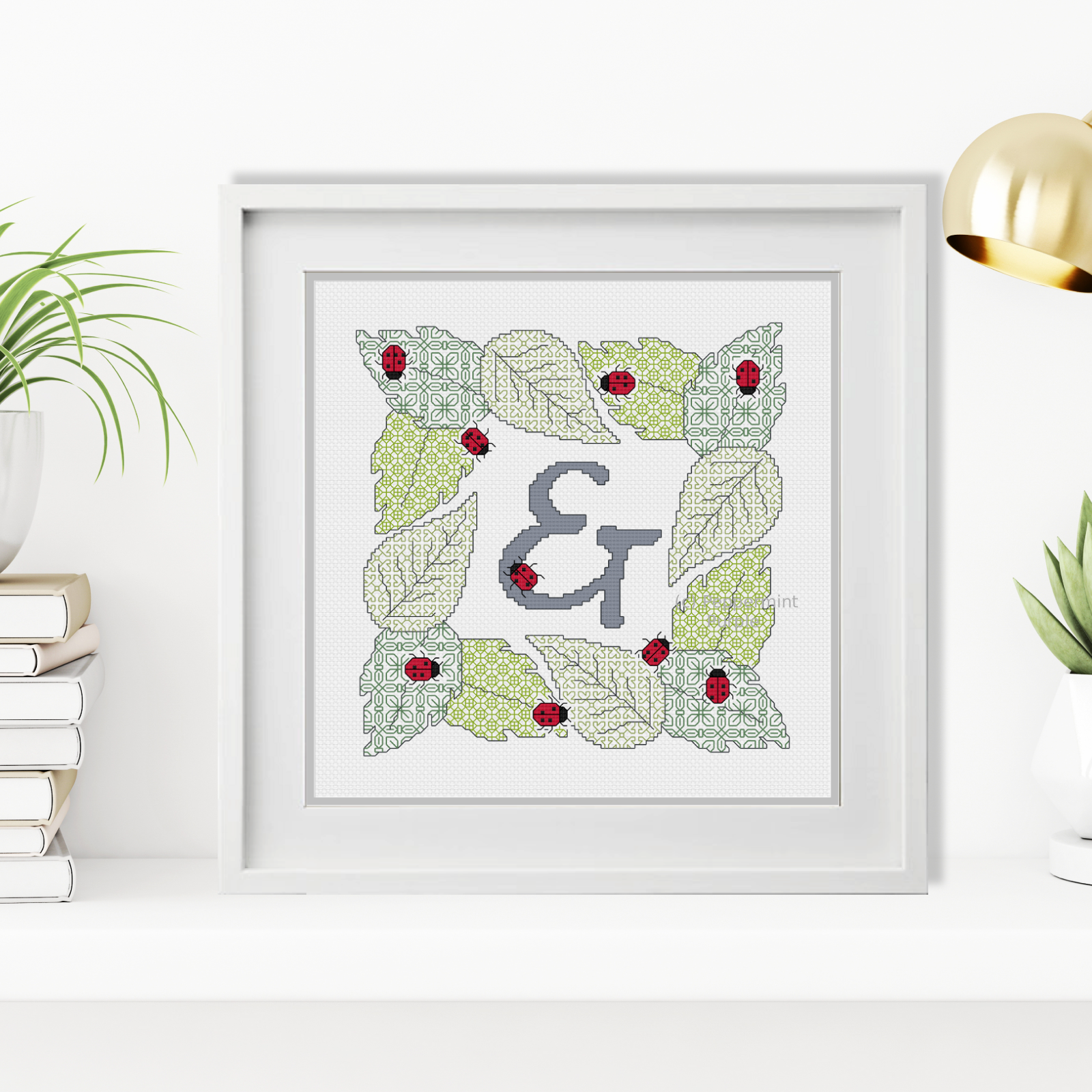 Ladybug Letters Blackwork Pattern by Peppermint Purple