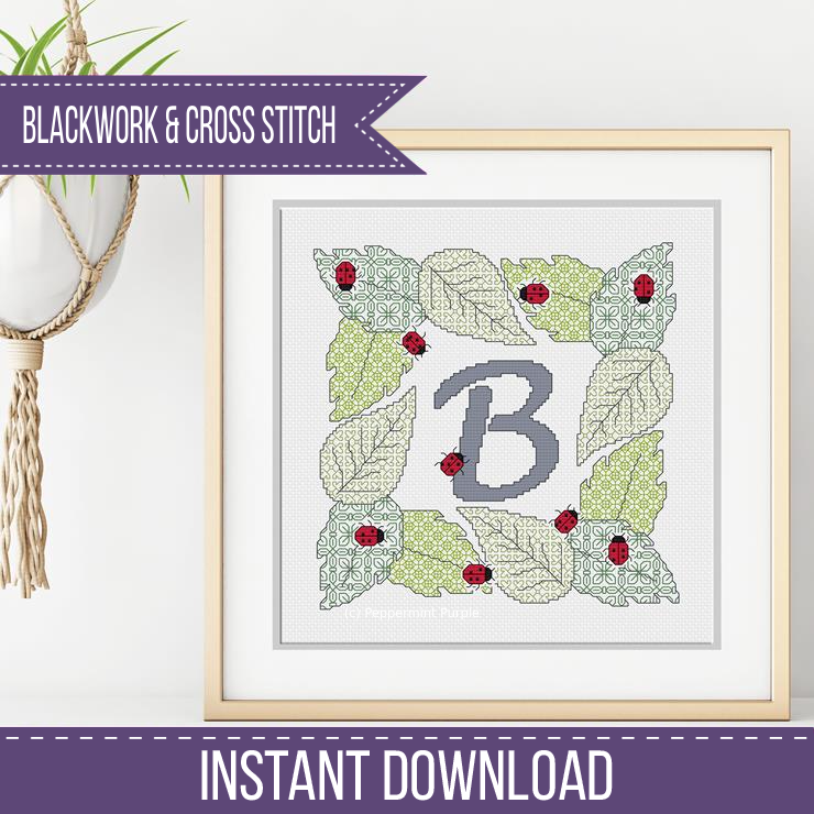 Ladybug Letters Blackwork Pattern by Peppermint Purple