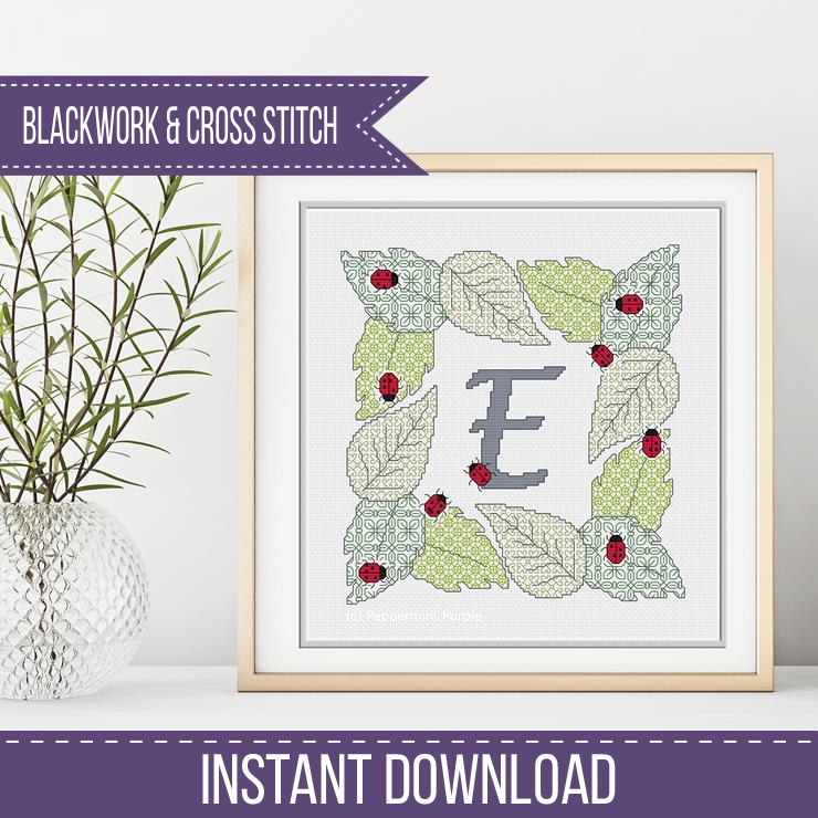 Ladybug Letters Blackwork Pattern by Peppermint Purple