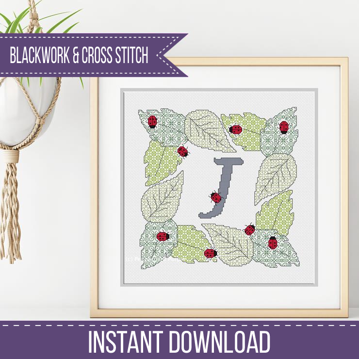 Ladybug Letters Blackwork Pattern by Peppermint Purple