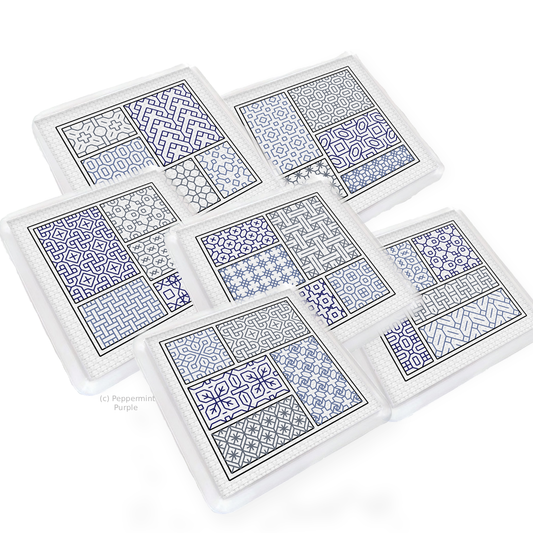 Rainy Day Coasters Blackwork Pattern by Peppermint Purple