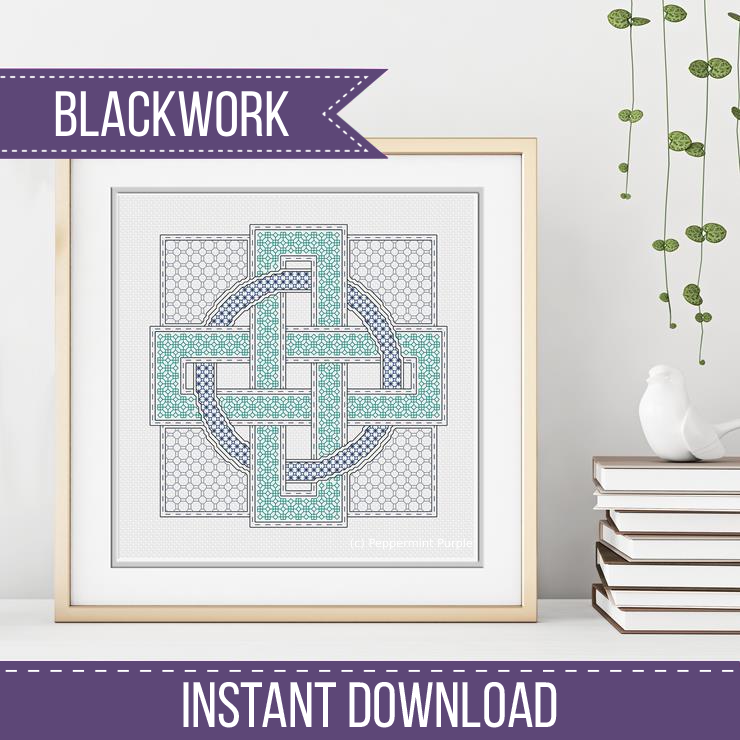 Large Love Knot Blackwork Pattern Blackwork Pattern by Peppermint Purple