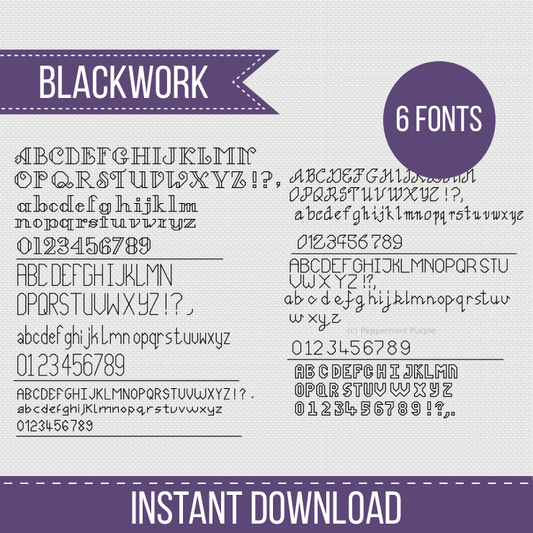 Backstitch Fonts Blackwork Font by Peppermint Purple