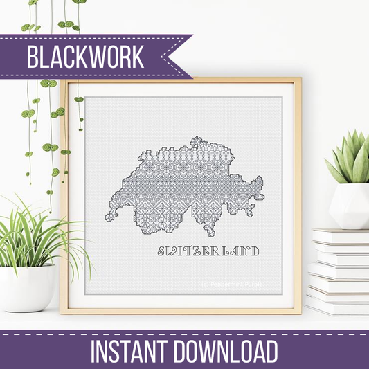 Switzerland Blackwork Blackwork Pattern by Peppermint Purple