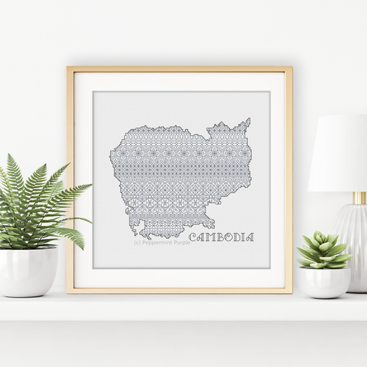 Cambodia Blackwork Blackwork Pattern by Peppermint Purple