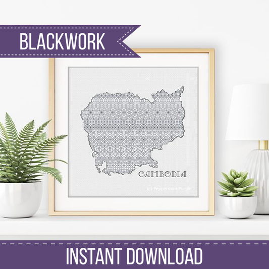 Cambodia Blackwork Blackwork Pattern by Peppermint Purple