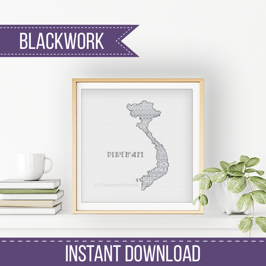 Vietnam Blackwork Blackwork Pattern by Peppermint Purple