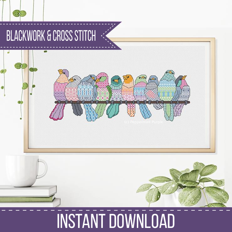 Just Birds Blackwork Pattern by Peppermint Purple