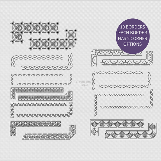 Borders & Corners - Set 2 Blackwork Font by Peppermint Purple