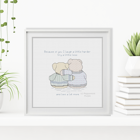 Blackwork Friendship Bears Blackwork Pattern by Peppermint Purple