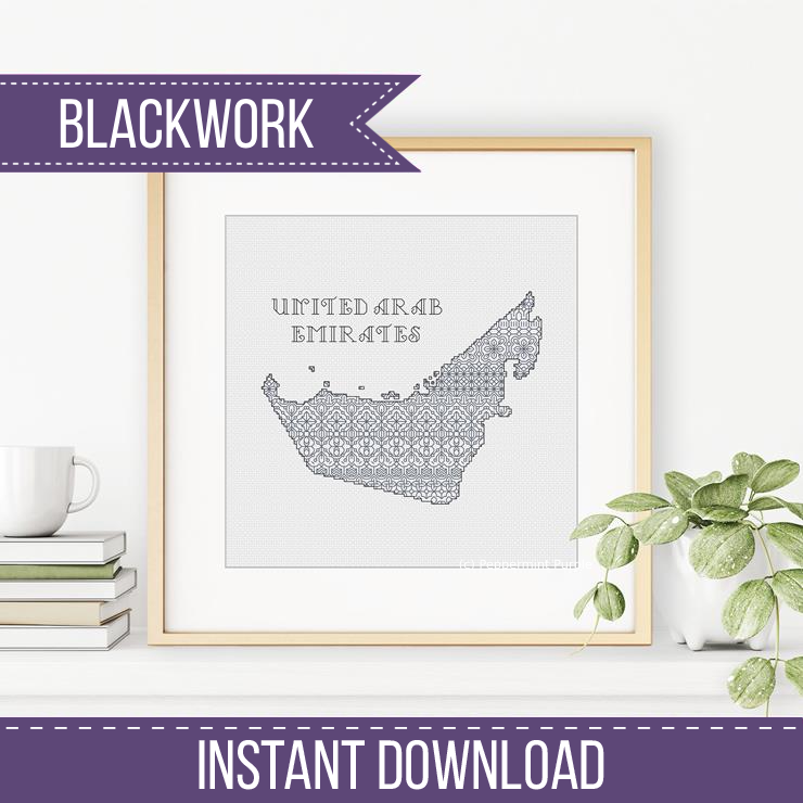 United Arab Emirates Blackwork Pattern by Peppermint Purple