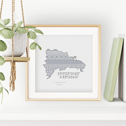 Dominican Republic Blackwork Pattern Blackwork Pattern by Peppermint Purple