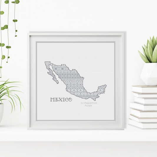 Mexico Blackwork Pattern Blackwork Pattern by Peppermint Purple