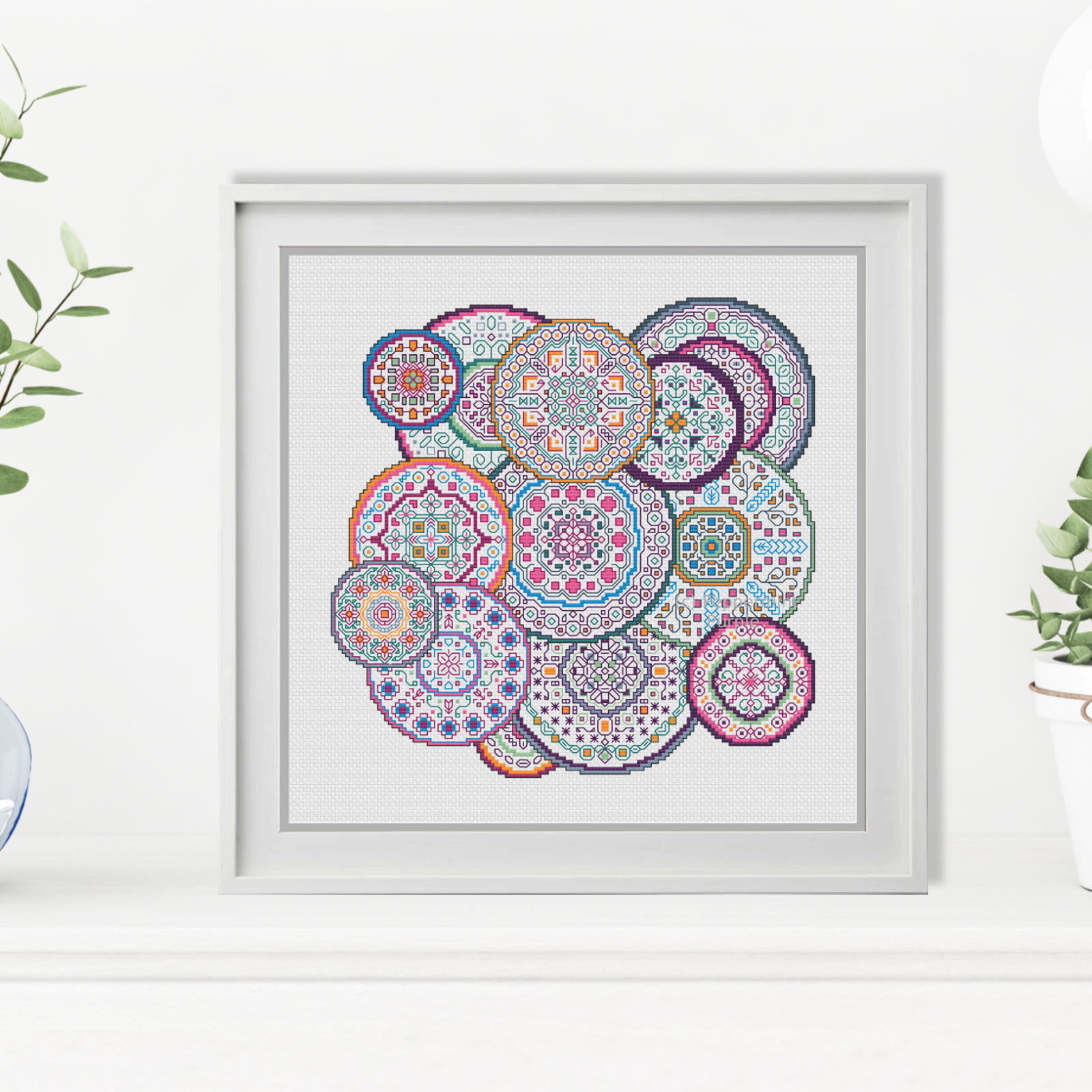 Mandala Millefiori Blackwork Kit Blackwork Kit by Peppermint Purple