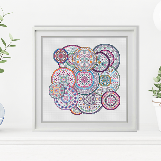 Mandala Millefiori Blackwork Kit Blackwork Kit by Peppermint Purple