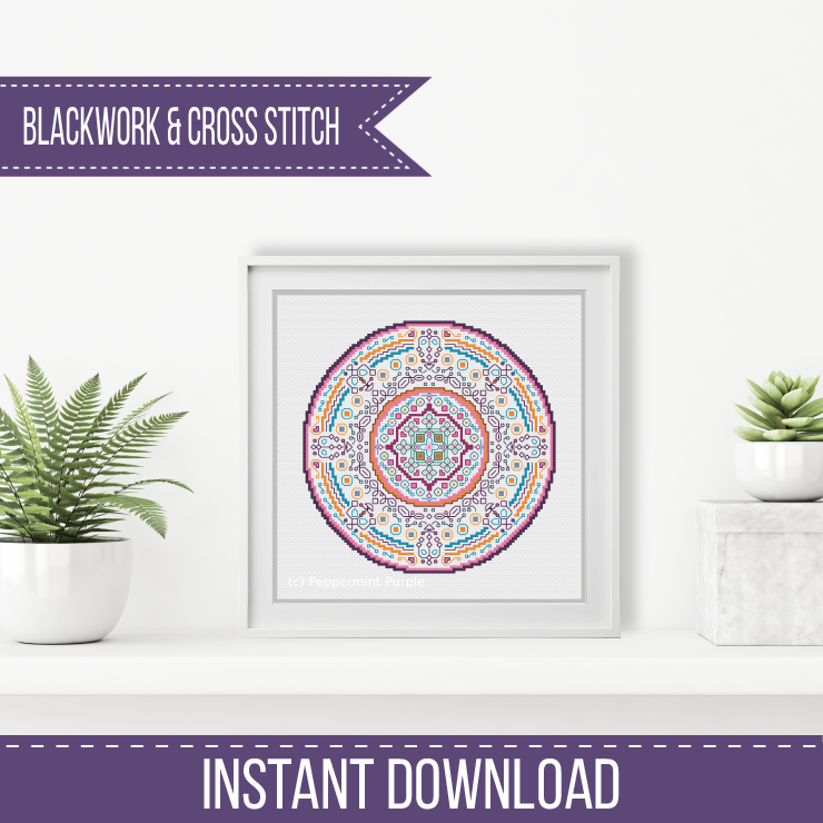 Blackwork Mandala 2 Blackwork Pattern by Peppermint Purple