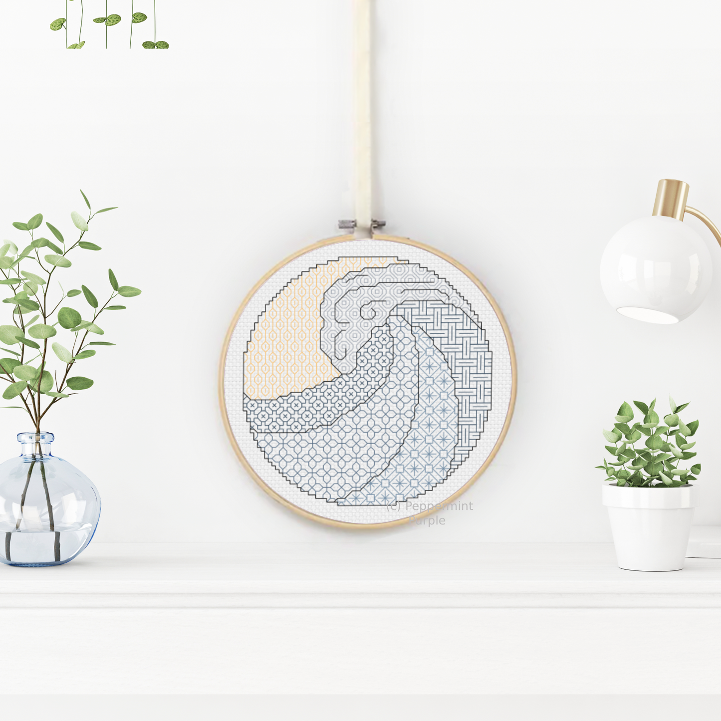 Seafoam Blackwork Blackwork Pattern by Peppermint Purple
