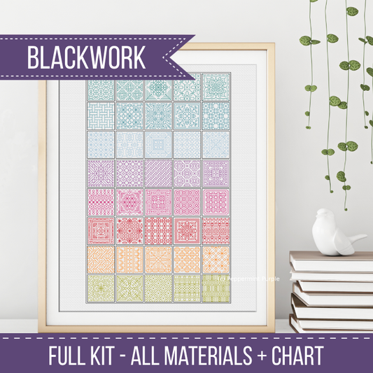 Rainbow Blackwork Kit Blackwork Kit by Peppermint Purple