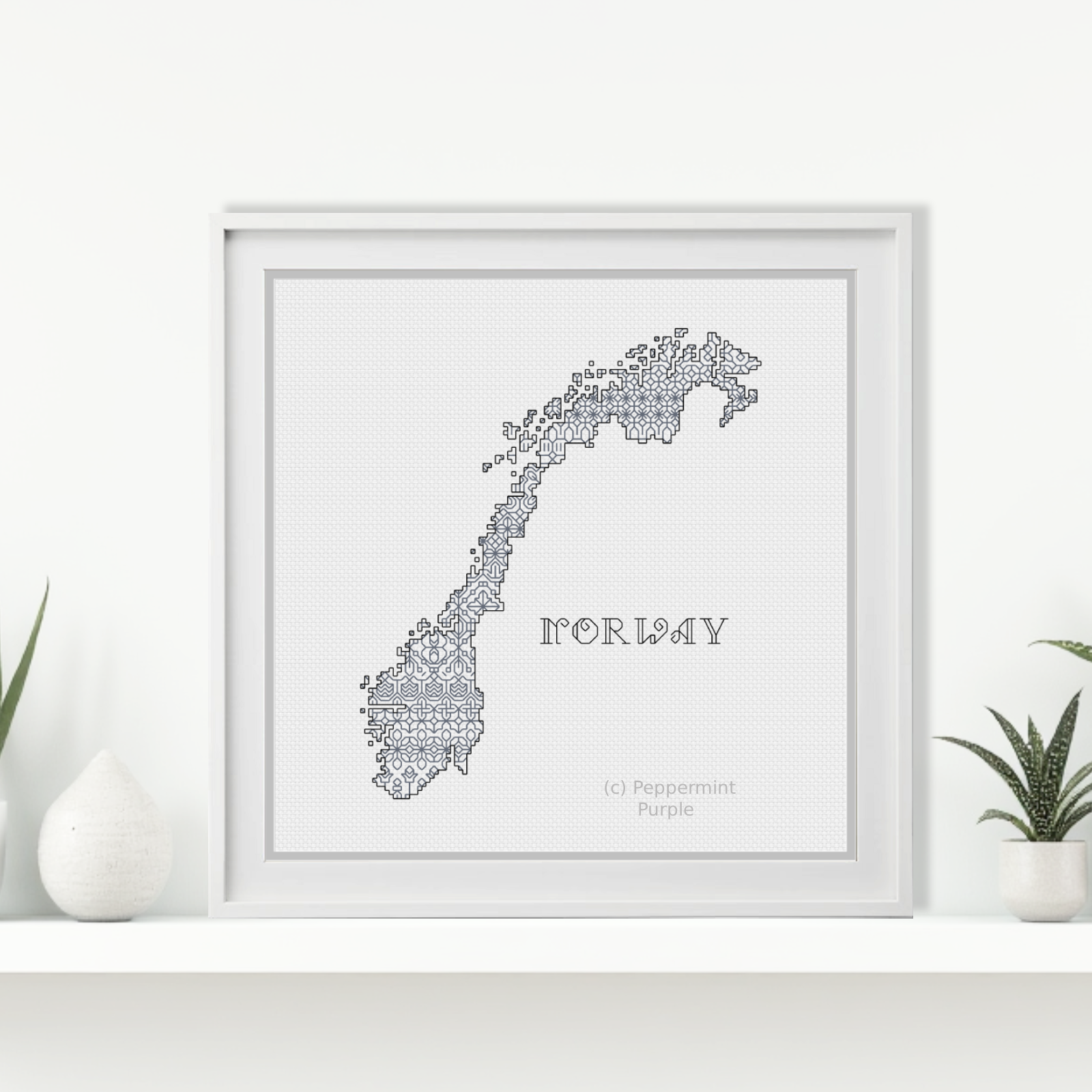 Norway Blackwork Pattern Blackwork Pattern by Peppermint Purple
