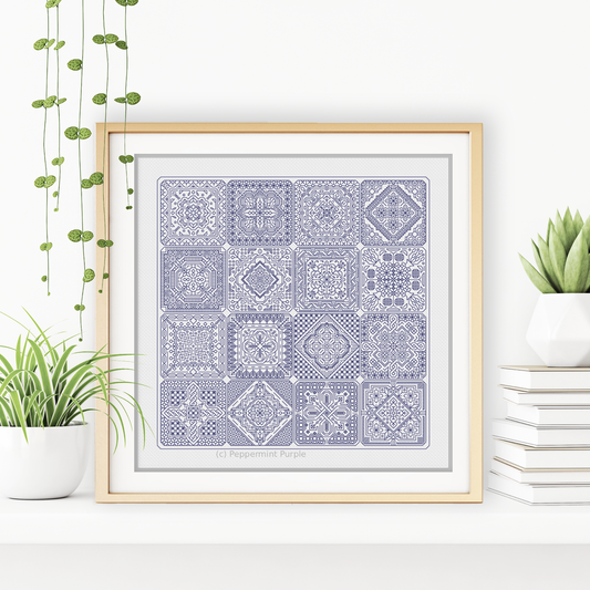 Dutch Tiles Blackwork Pattern by Peppermint Purple