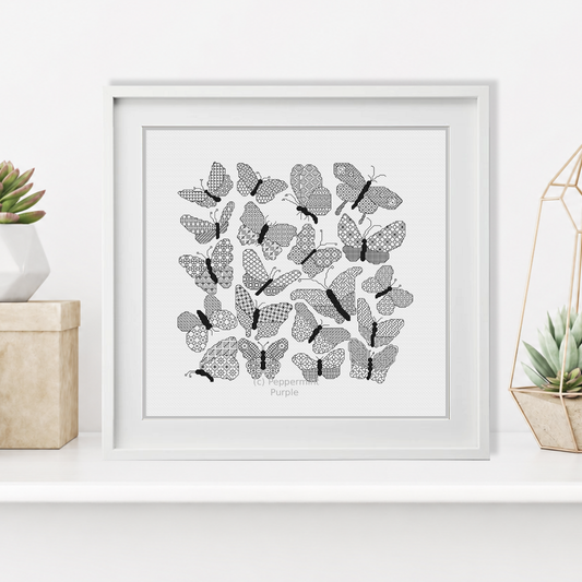 Blackwork Butterflies Blackwork Pattern by Peppermint Purple
