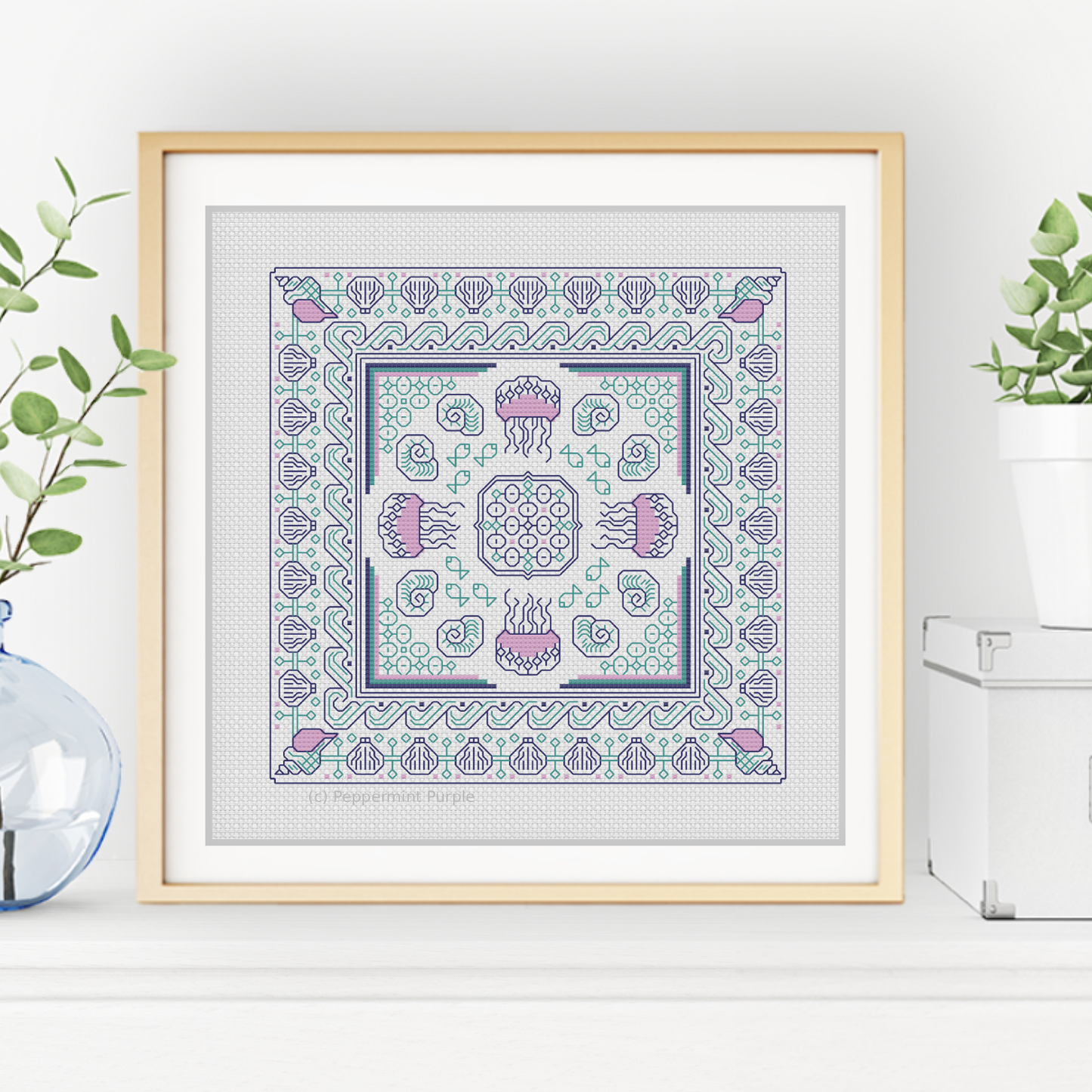 Hints of The Sea Blackwork Pattern by Peppermint Purple