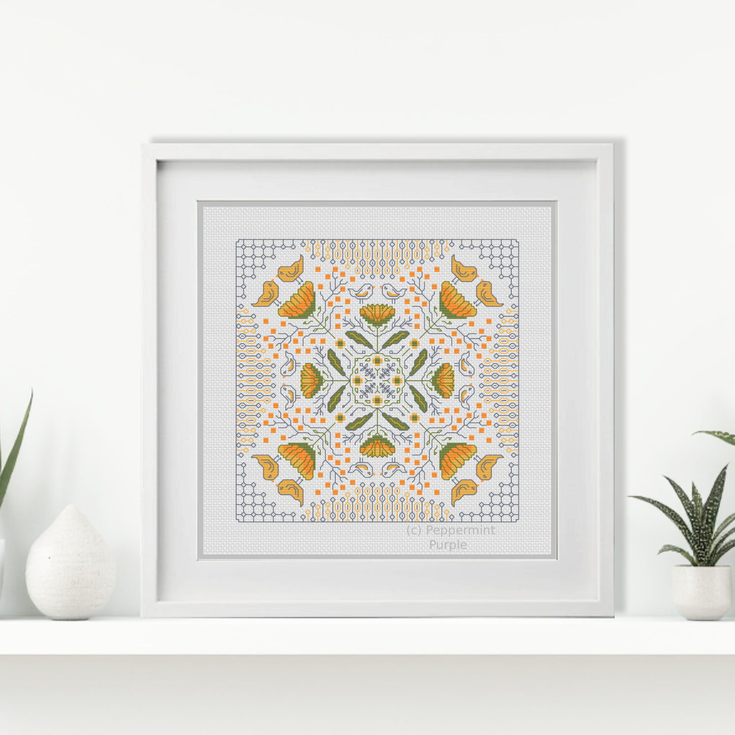 Hints of Flowers & Birds Blackwork Pattern by Peppermint Purple