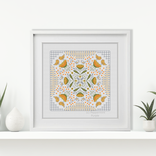 Hints of Flowers & Birds Blackwork Pattern by Peppermint Purple