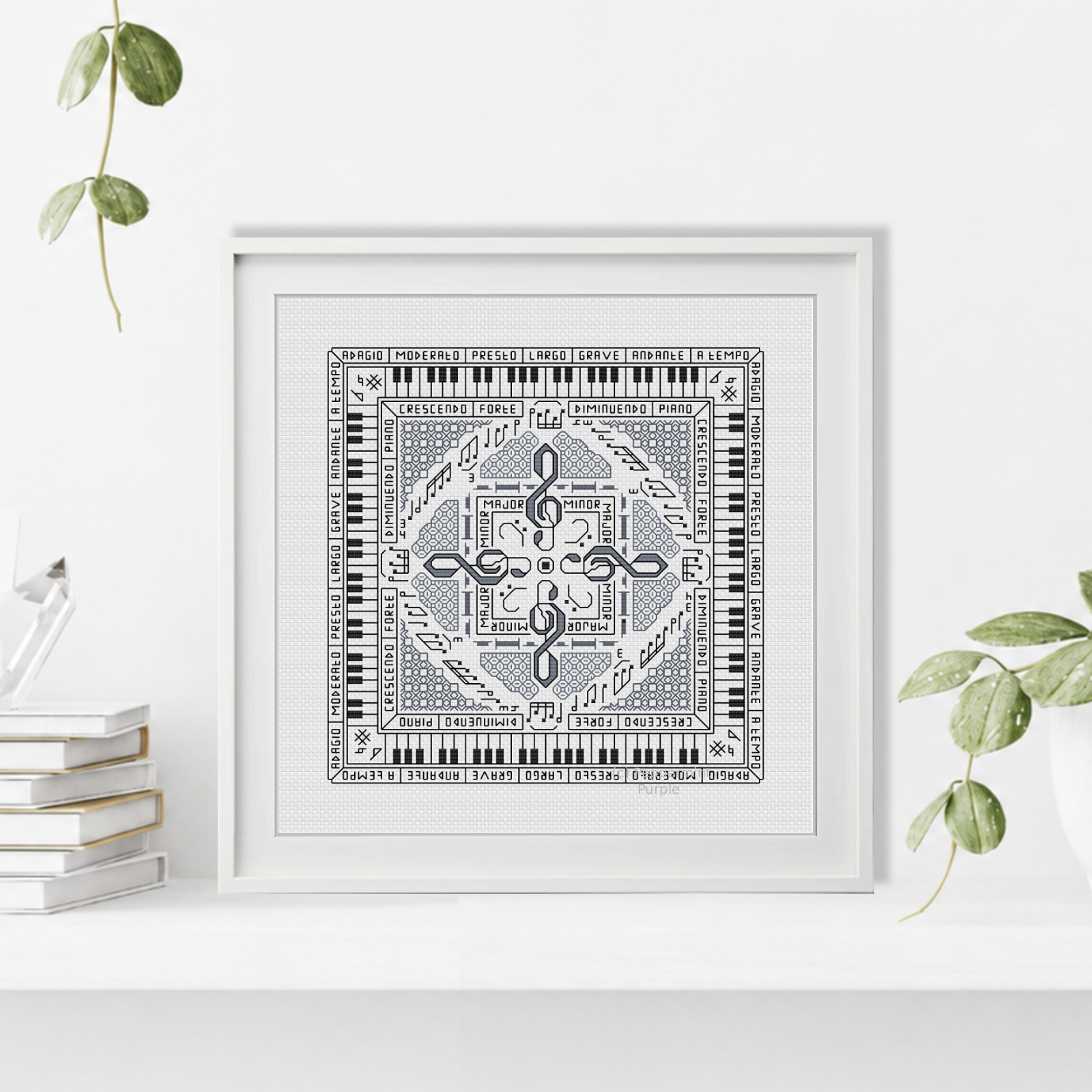 Hints of Music Blackwork Pattern by Peppermint Purple