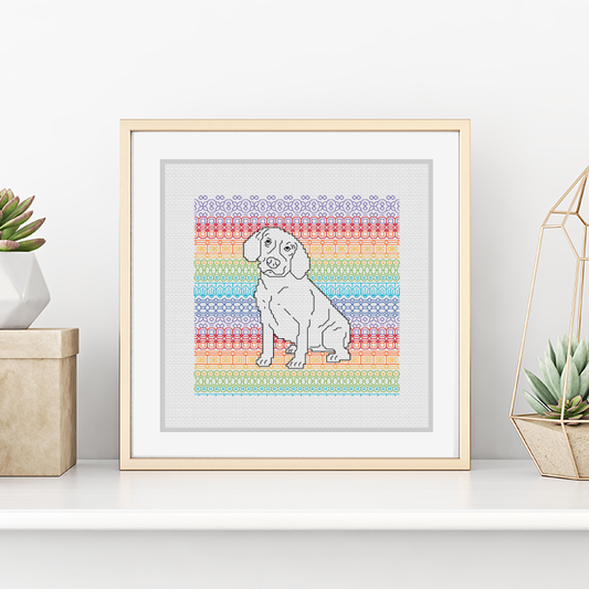 Beagle Blackwork Blackwork Pattern by Peppermint Purple