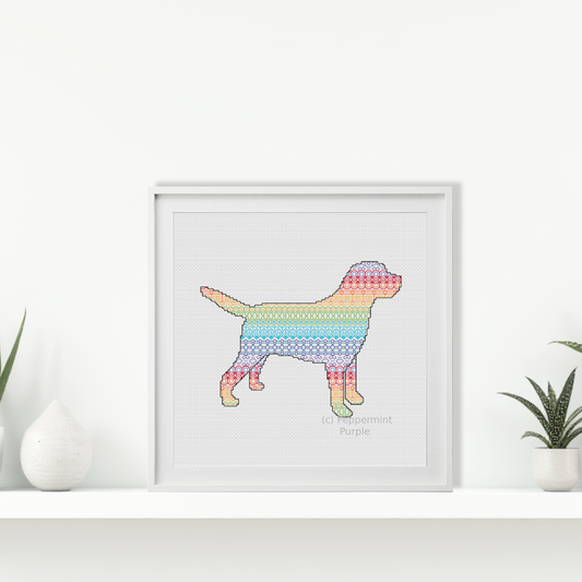 Labrador Silhouette Blackwork Pattern by Peppermint Purple