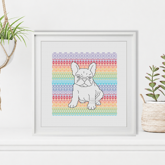 French Bulldog Blackwork Pattern by Peppermint Purple