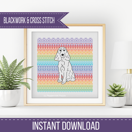 Spaniel Blackwork Pattern by Peppermint Purple