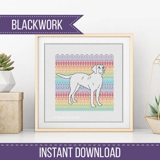 Labrador Blackwork Blackwork Pattern by Peppermint Purple