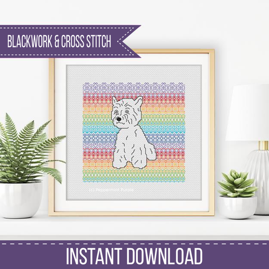 West Highland White Blackwork Pattern by Peppermint Purple