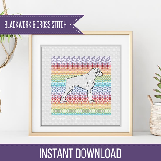 Boxer Blackwork Blackwork Pattern by Peppermint Purple